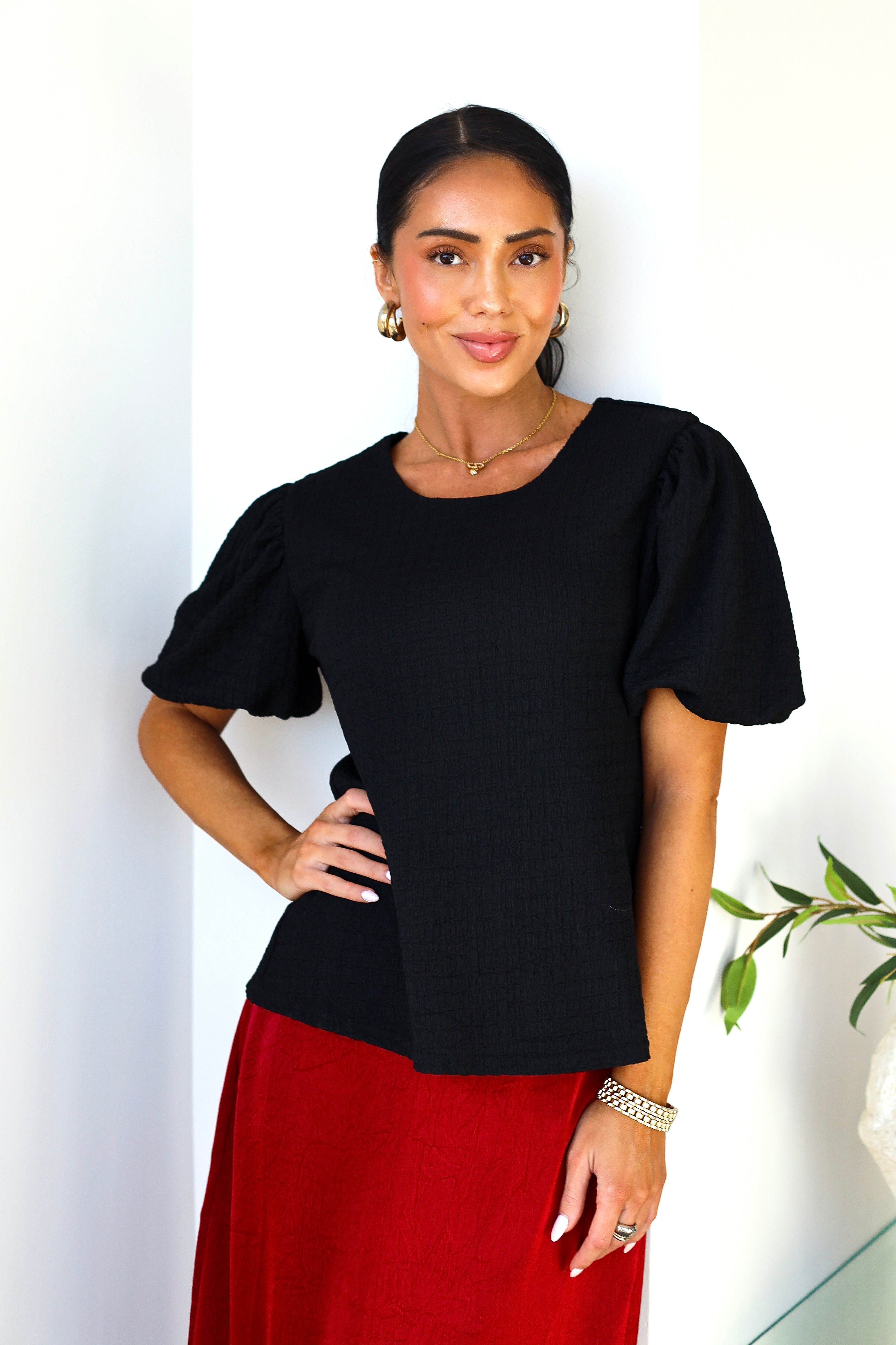 Textured Puff Sleeve Top