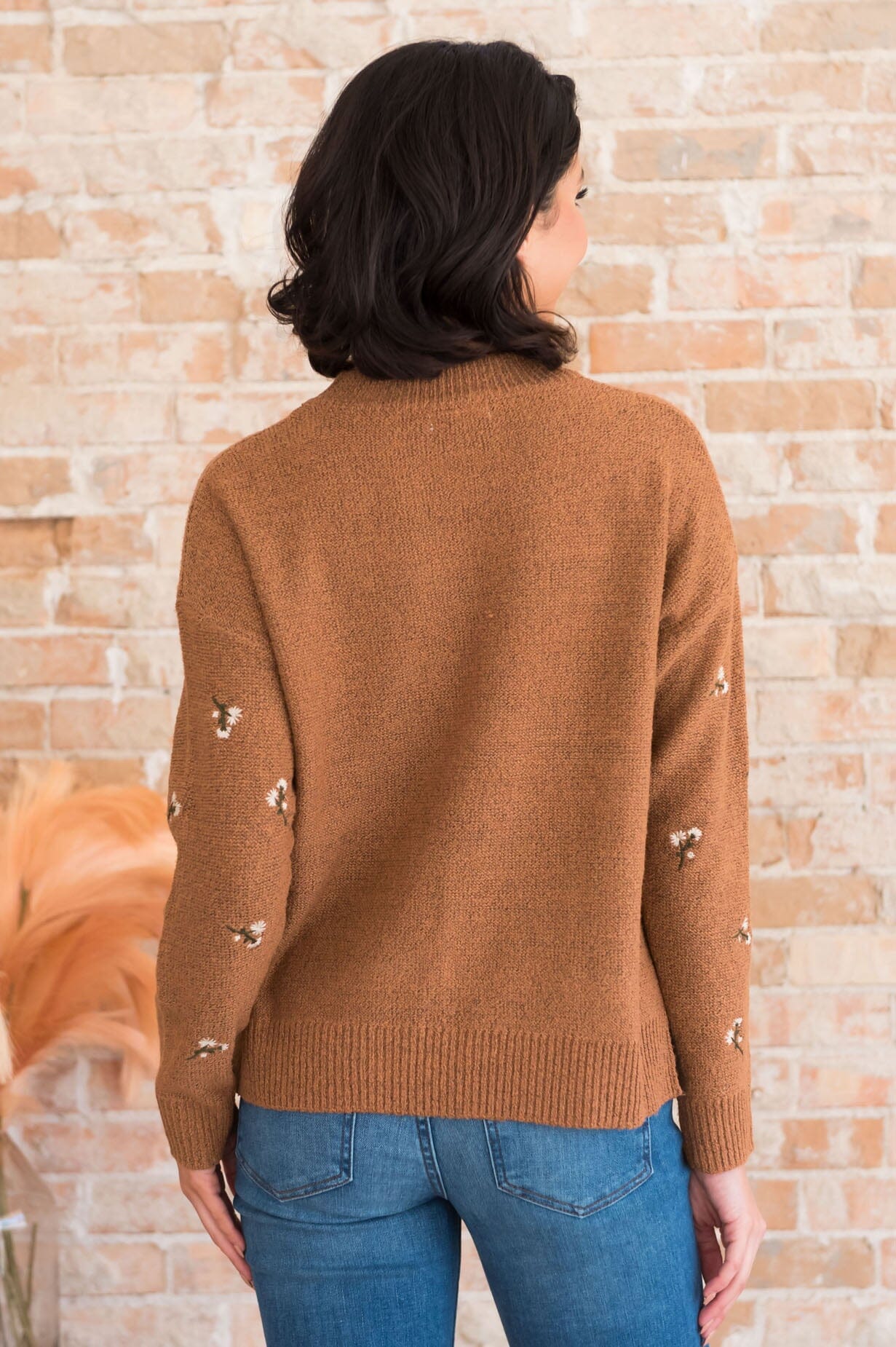 Deserving Praise Embroidery Detail Sweater Tops vendor-unknown 