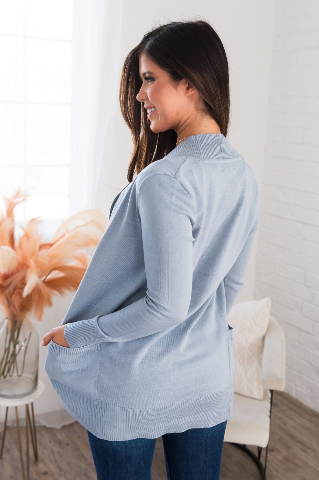 Long Distance Modest Pocket Cardigan Tops vendor-unknown 