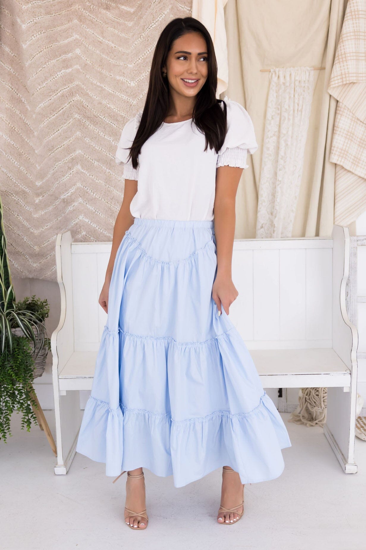 Periwinkle Cotton Maxi Skirt Modest Dresses vendor-unknown 