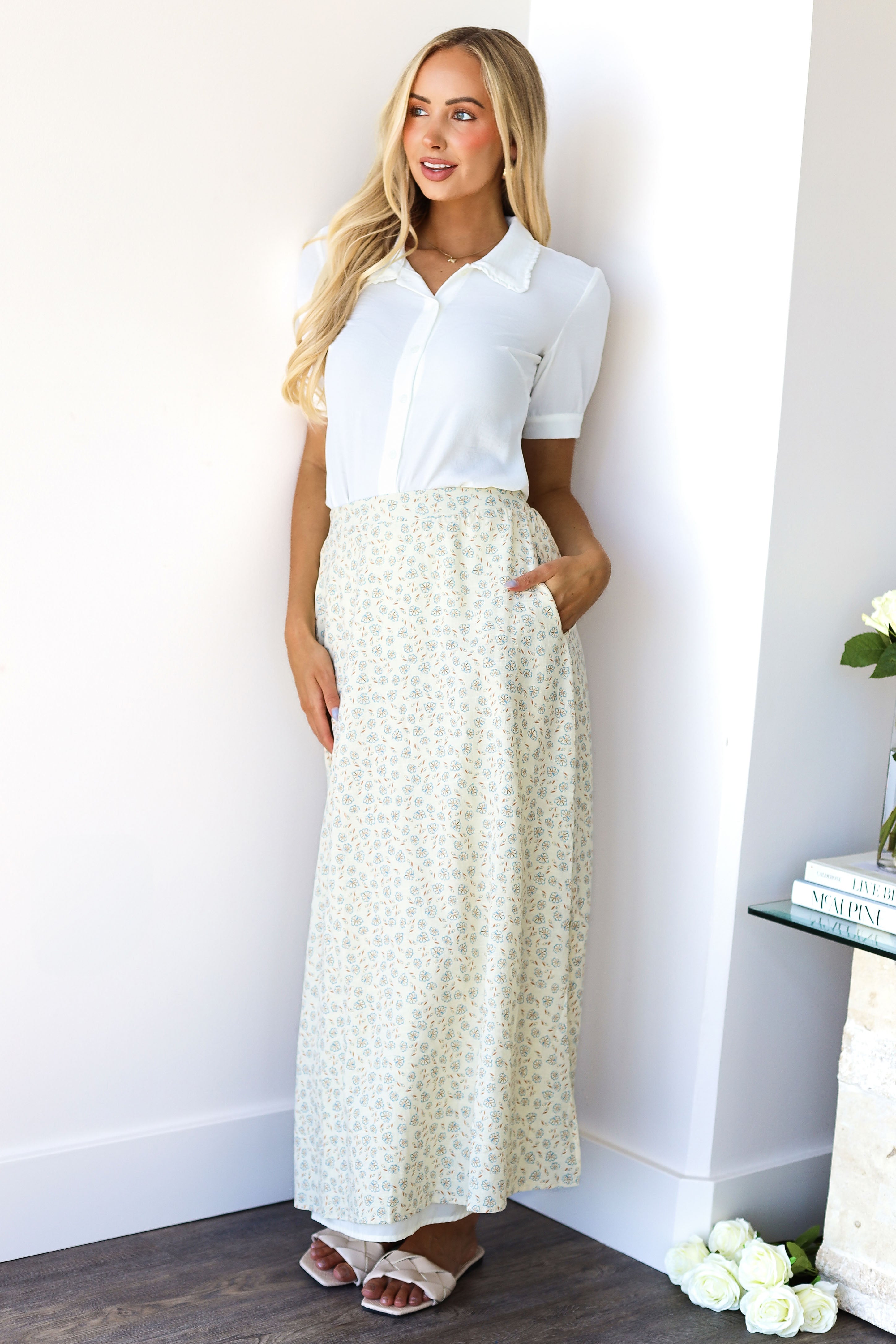 Cotton Slip Maxi Skirt