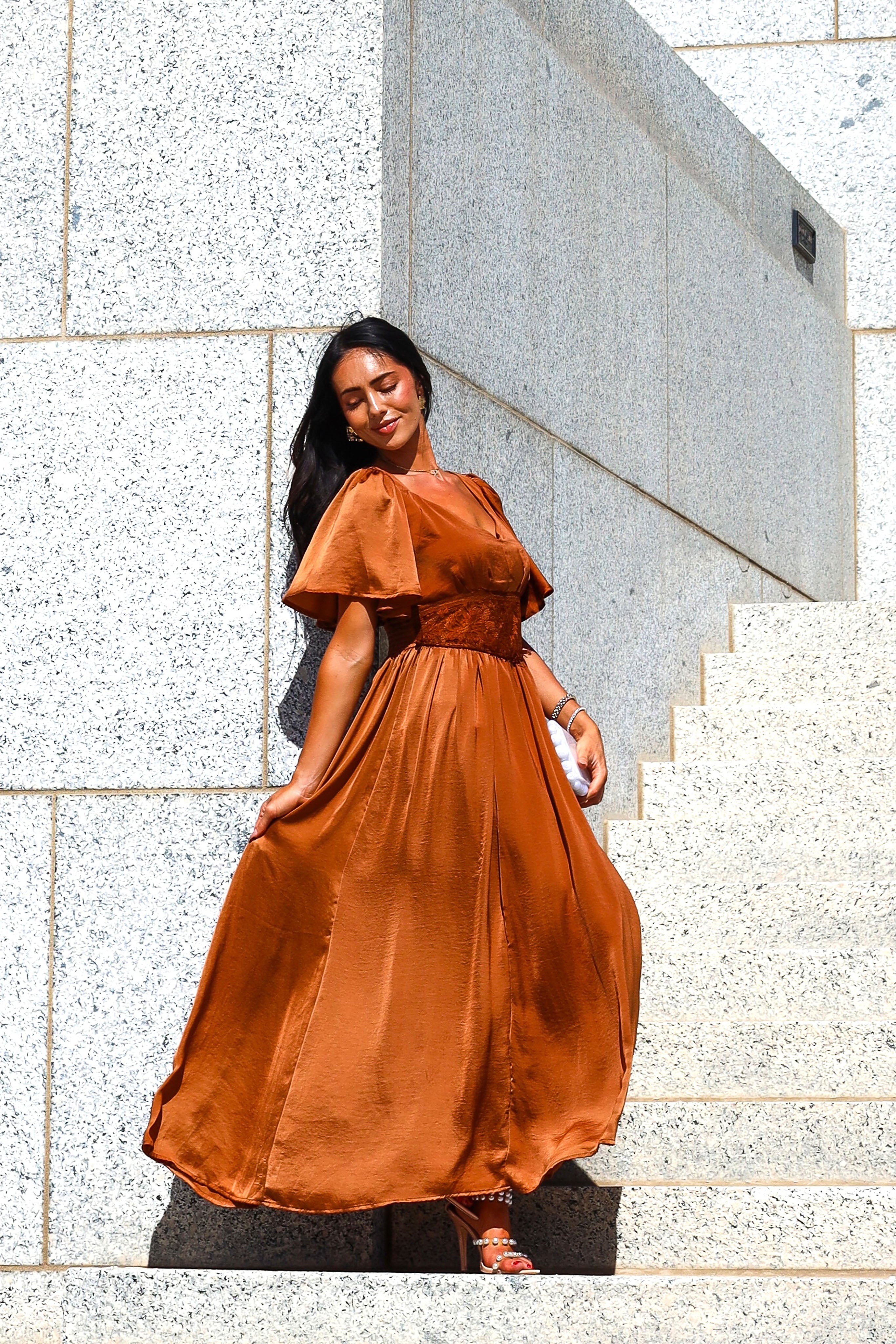 The Kendria Modest Satin Dress
