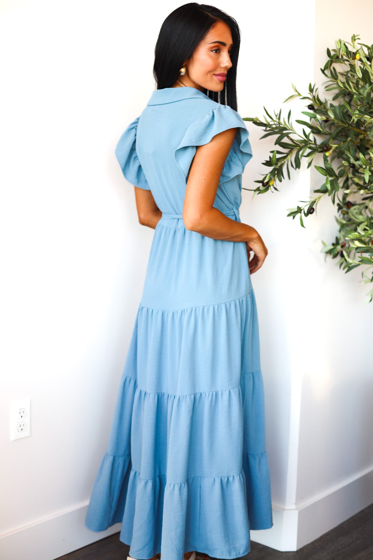 The Goldie Modest Maxi Dress Peaceful Blue / XS