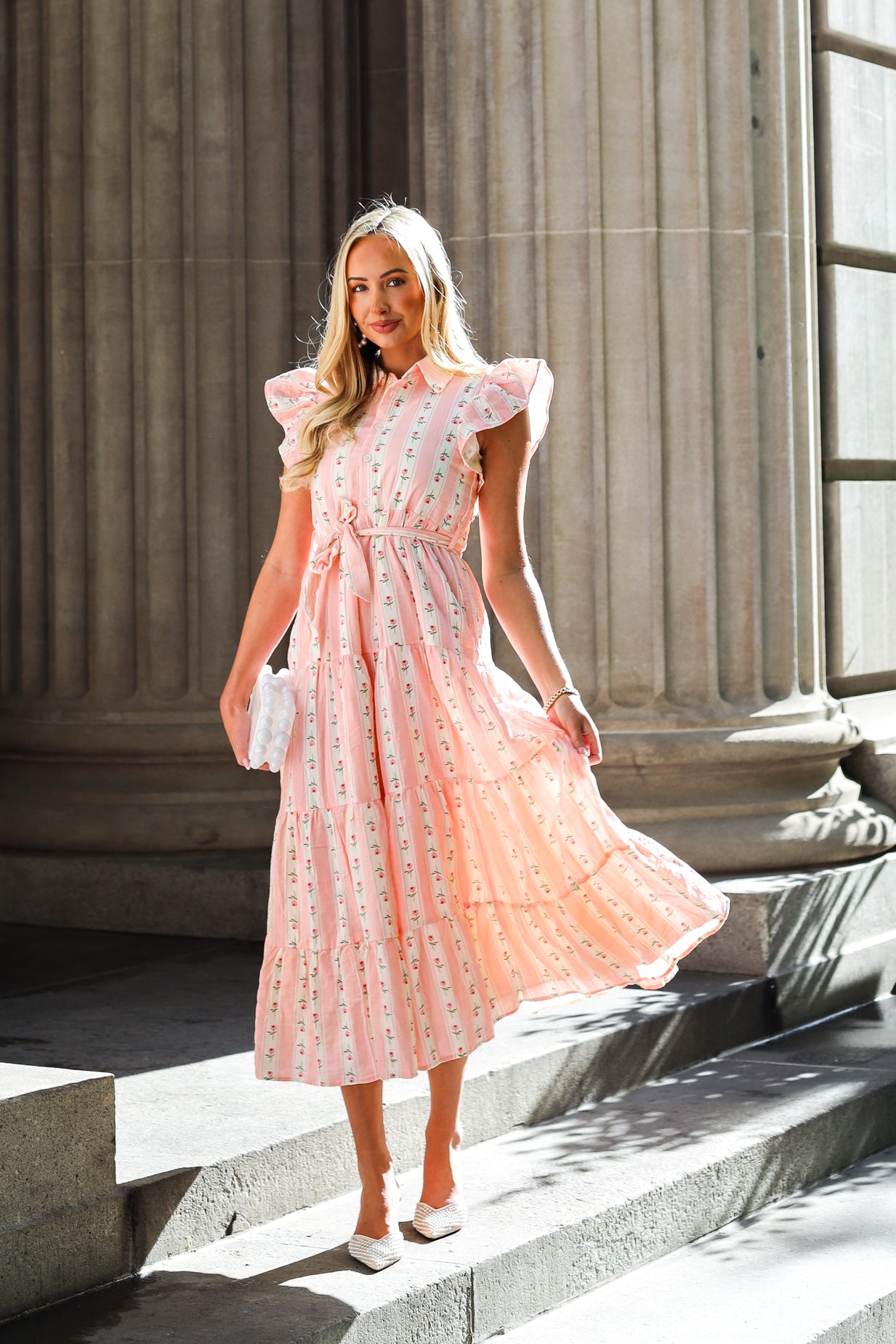 pink modest maxi dress The Goldie Modest Maxi Dress Pink Collage / S