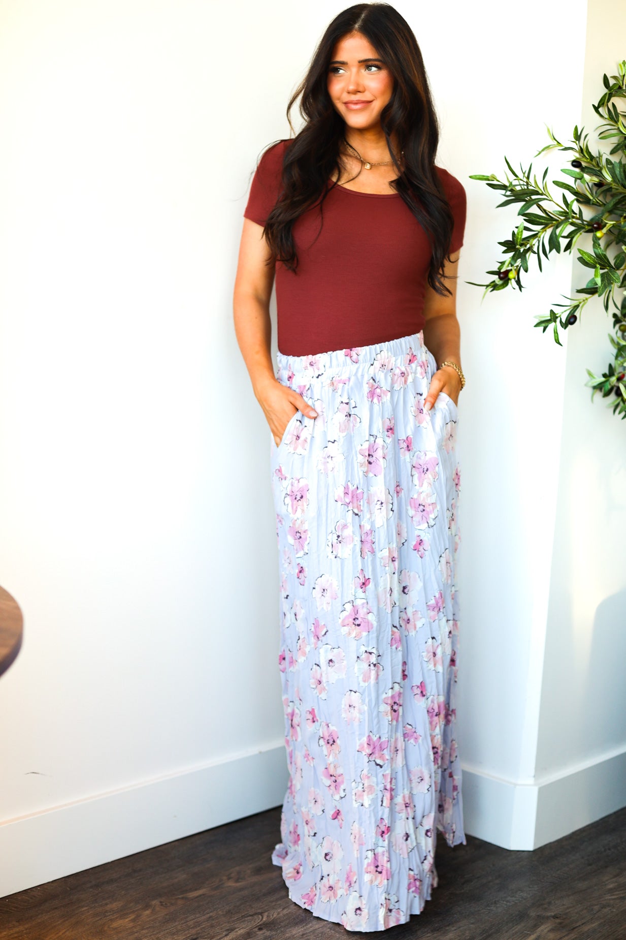 Textured Maxi Skirt with Pockets