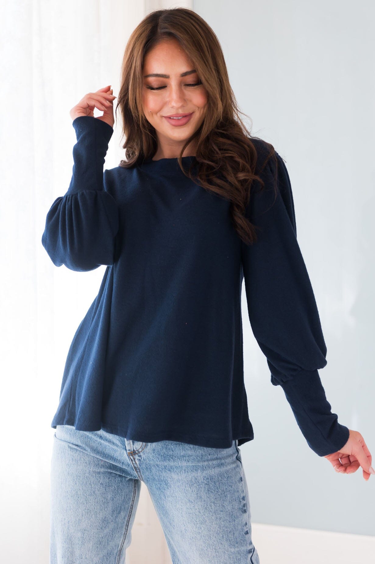 Warm Soft & Sophisticated Button Sleeve Sweater Tops vendor-unknown 