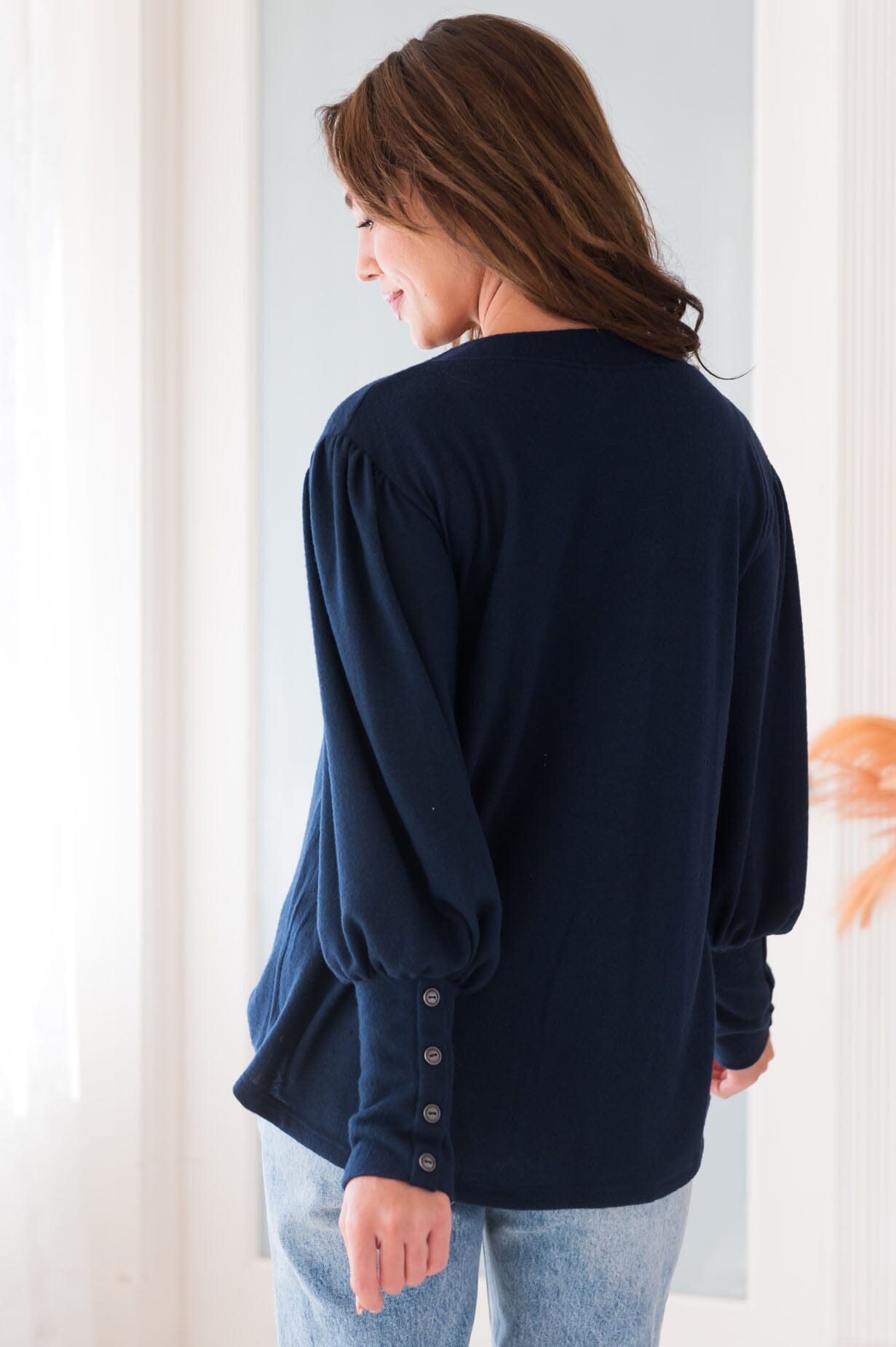Warm Soft & Sophisticated Button Sleeve Sweater Tops vendor-unknown 