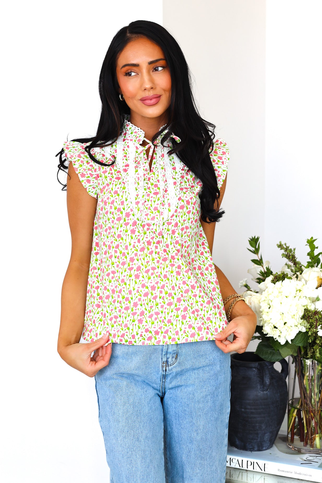 Pretty Pintuck Flutter Blouse
