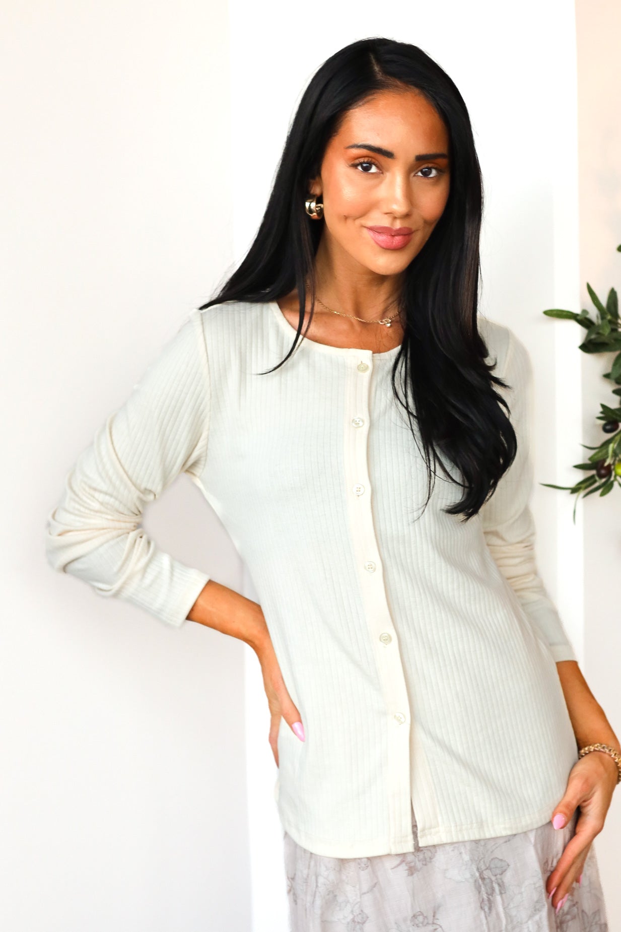 Makes Me Happy Pointelle Button Cardigan