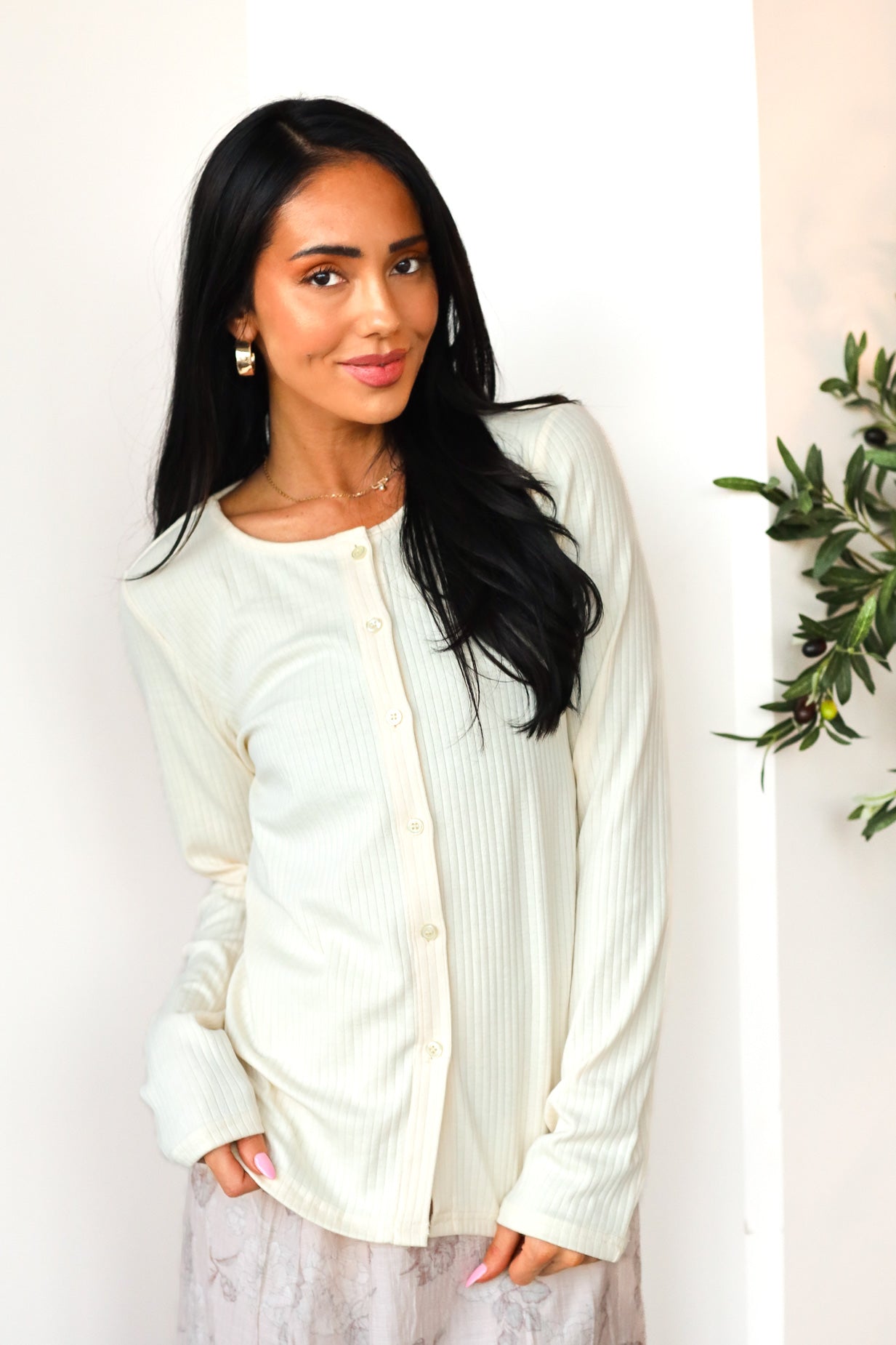 Makes Me Happy Pointelle Button Cardigan