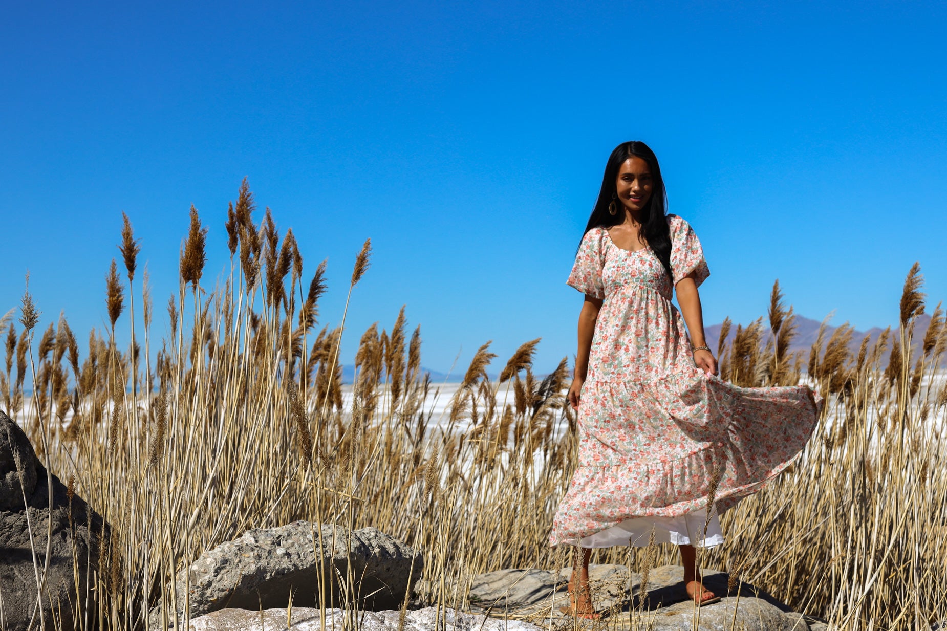 women's modest maxi dresses The Wyoming Modest Maxi Dress Country Flair / XL