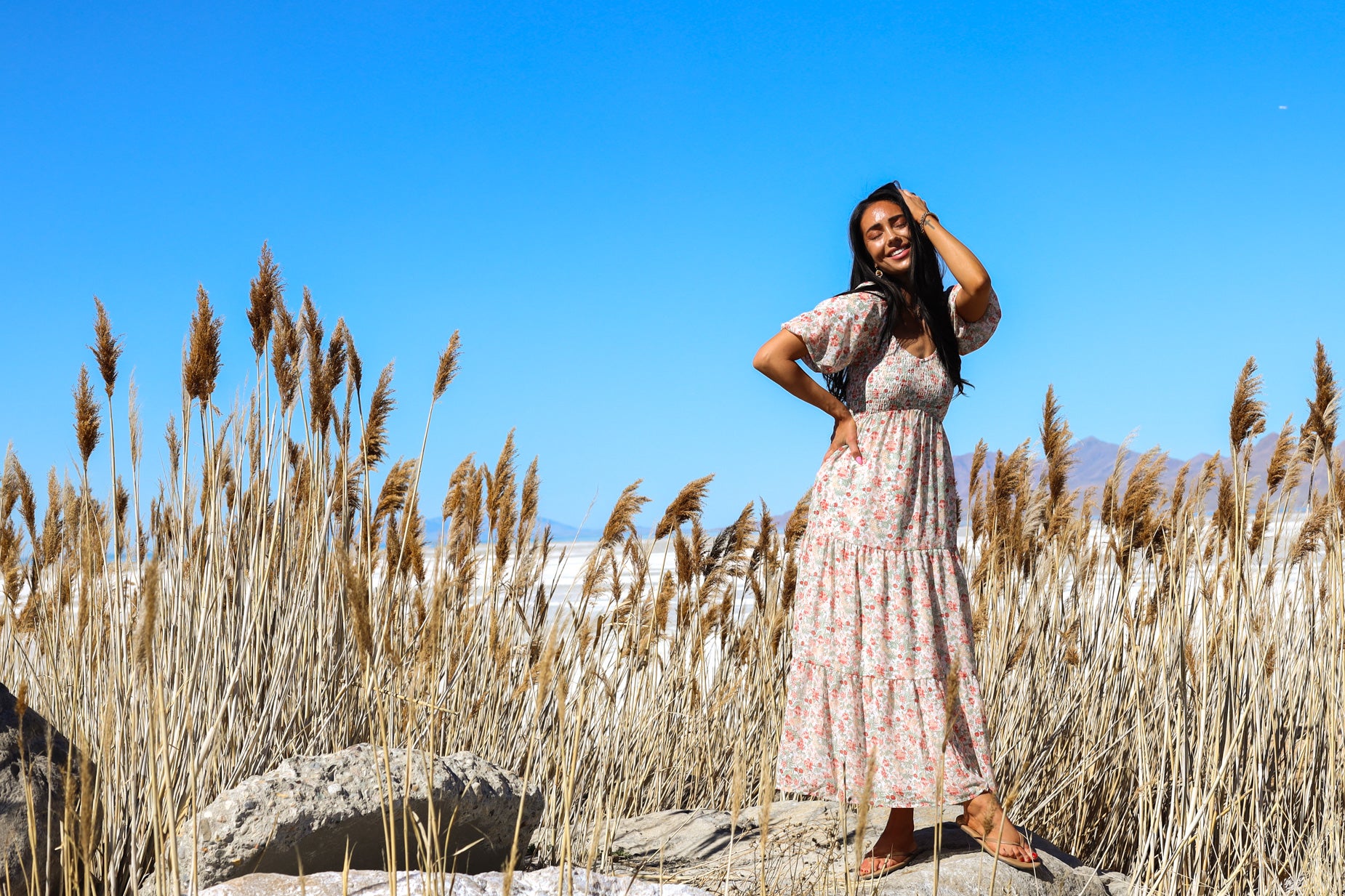 blue country dress The Wyoming Modest Maxi Dress Country Flair / XL