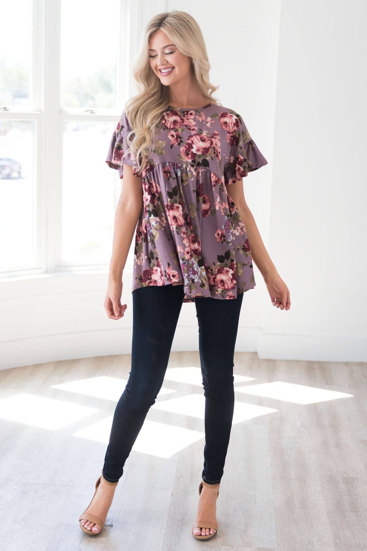 Floral Fantasy Modest Blouse Modest Dresses vendor-unknown 