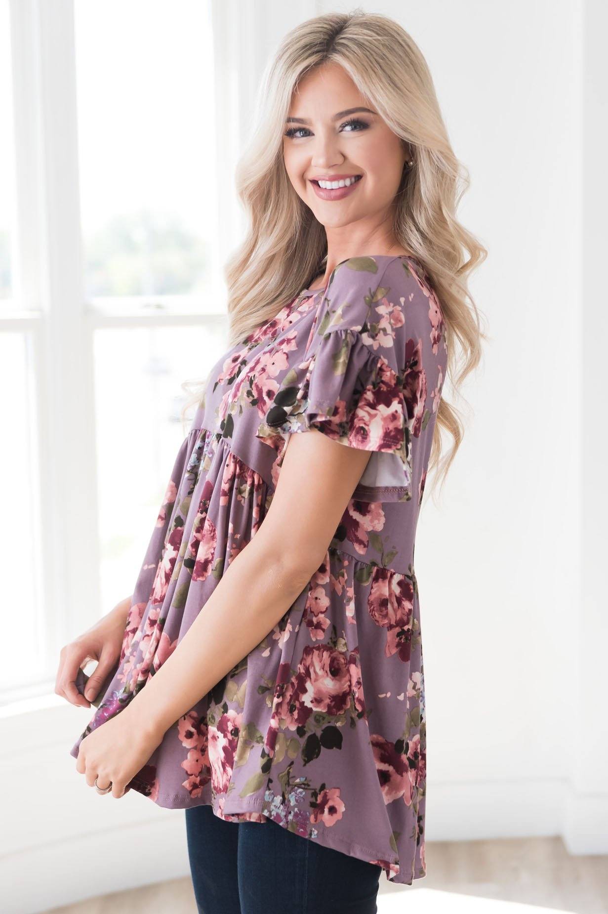 Floral Fantasy Modest Blouse Modest Dresses vendor-unknown 