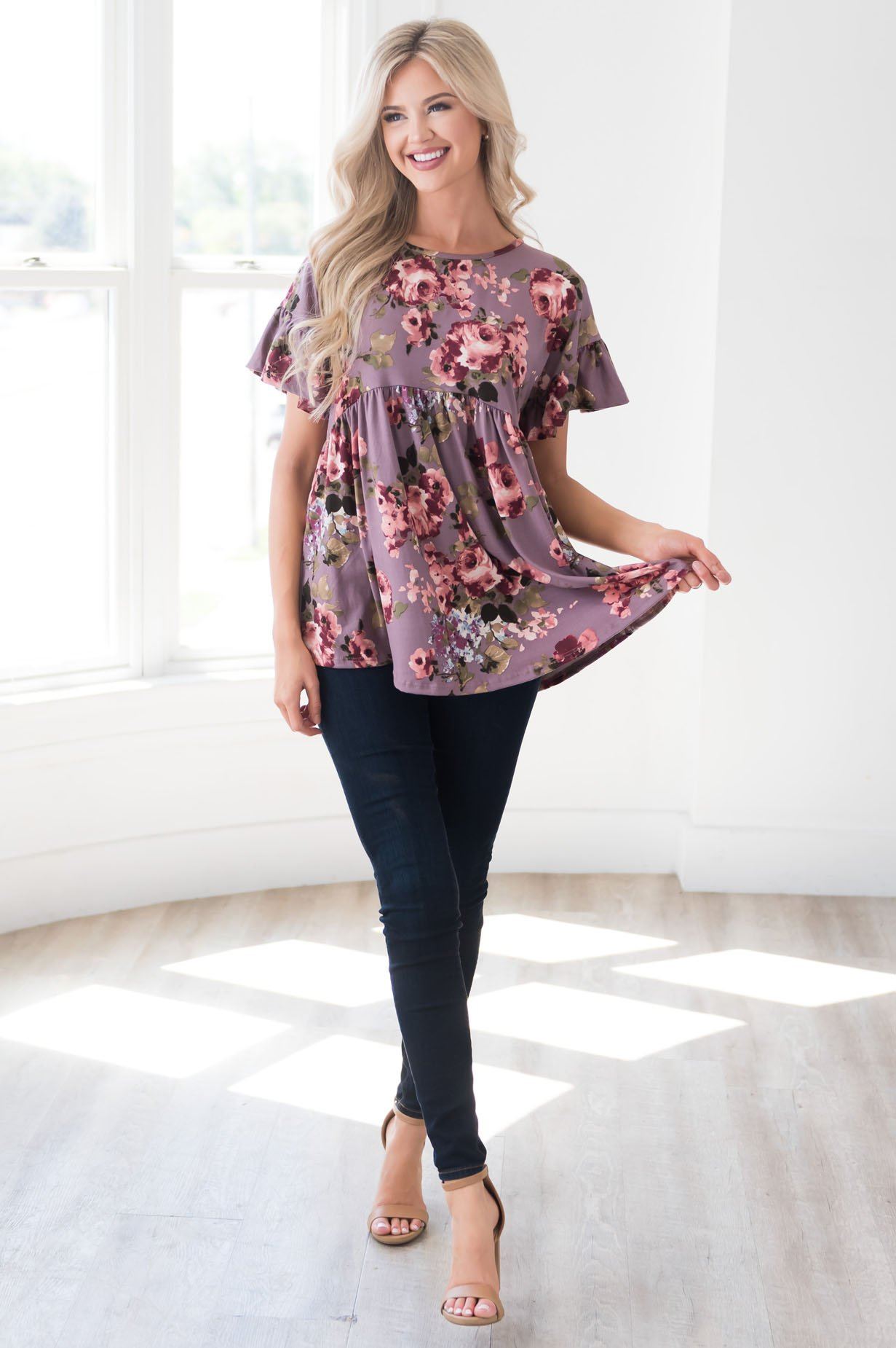 Floral Fantasy Modest Blouse Modest Dresses vendor-unknown 