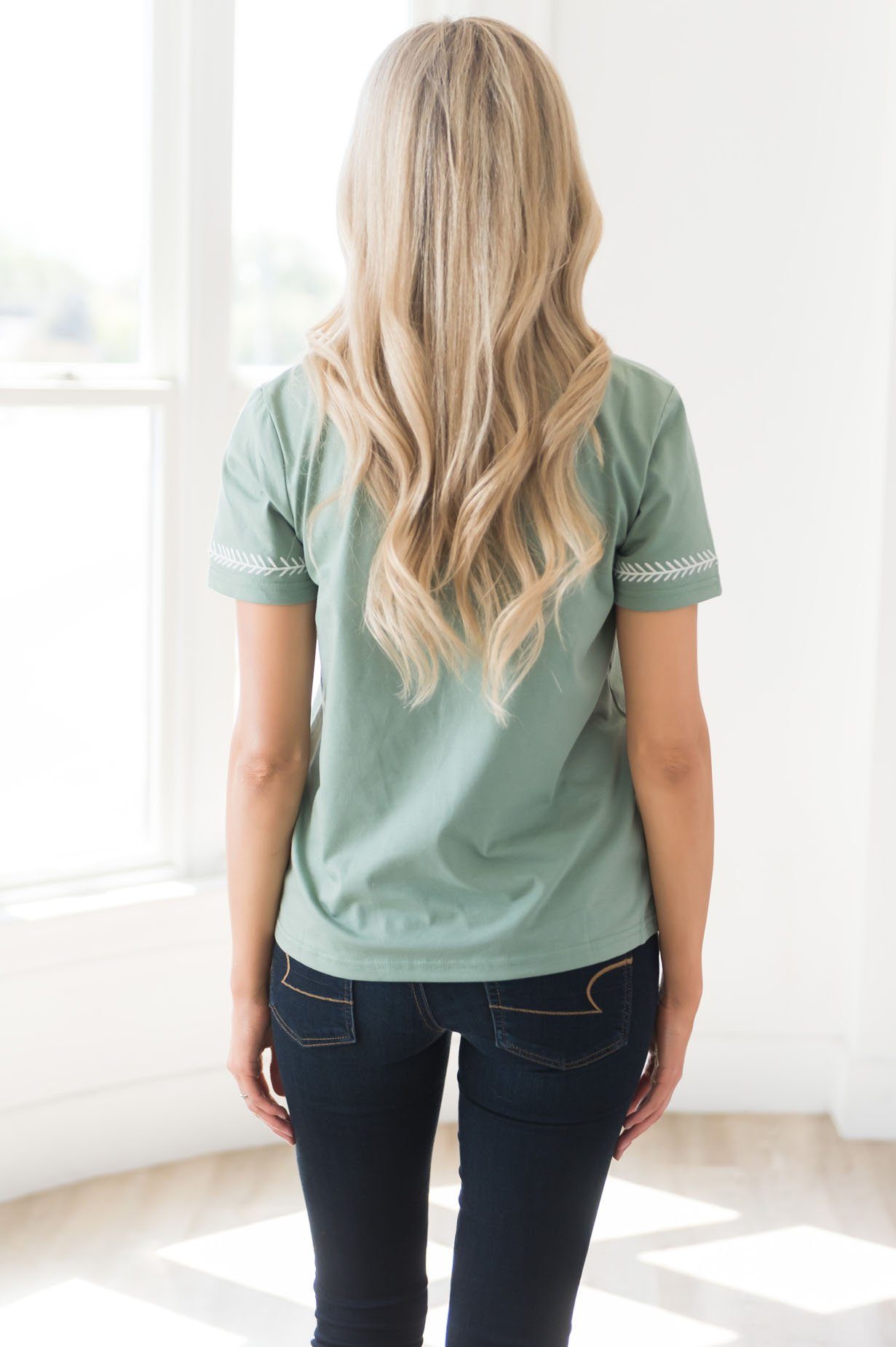 Daytime Dreaming Embroidered Blouse Tops vendor-unknown 