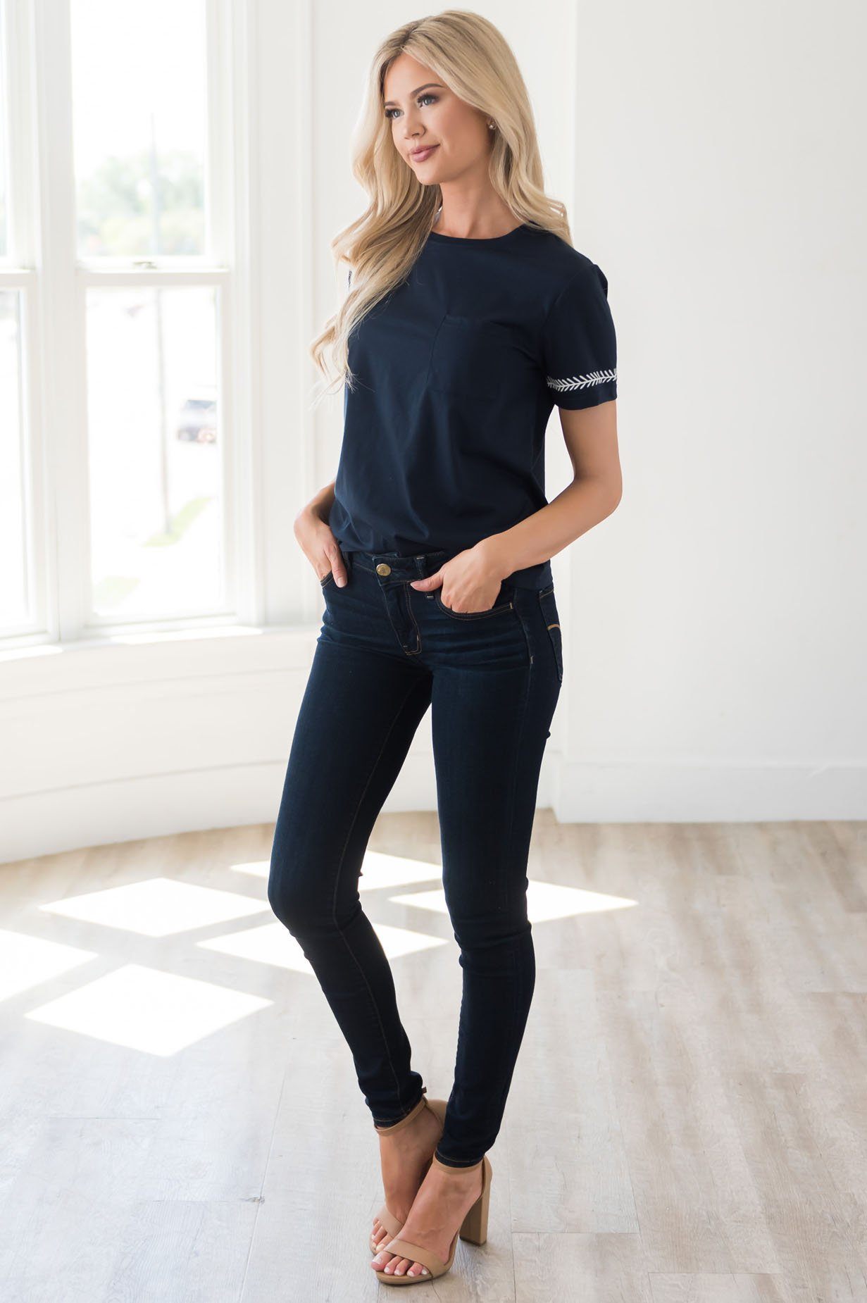 Daytime Dreaming Embroidered Blouse Tops vendor-unknown 