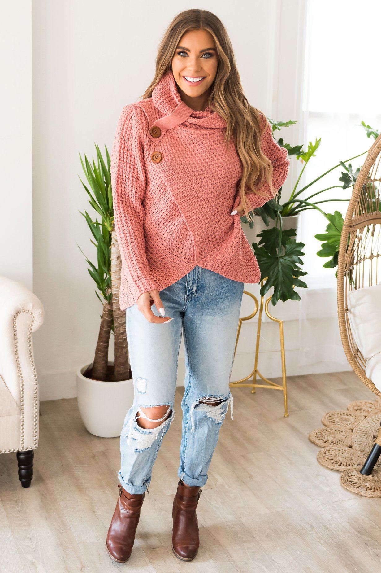 Feel It Still Modest Turtleneck Sweater Modest Dresses vendor-unknown 