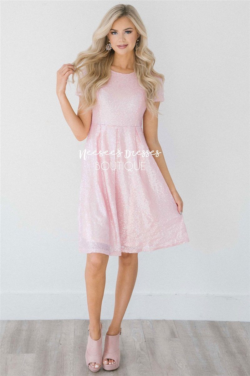 The Felicity Modest Dresses Mikarose Blush Pink S 