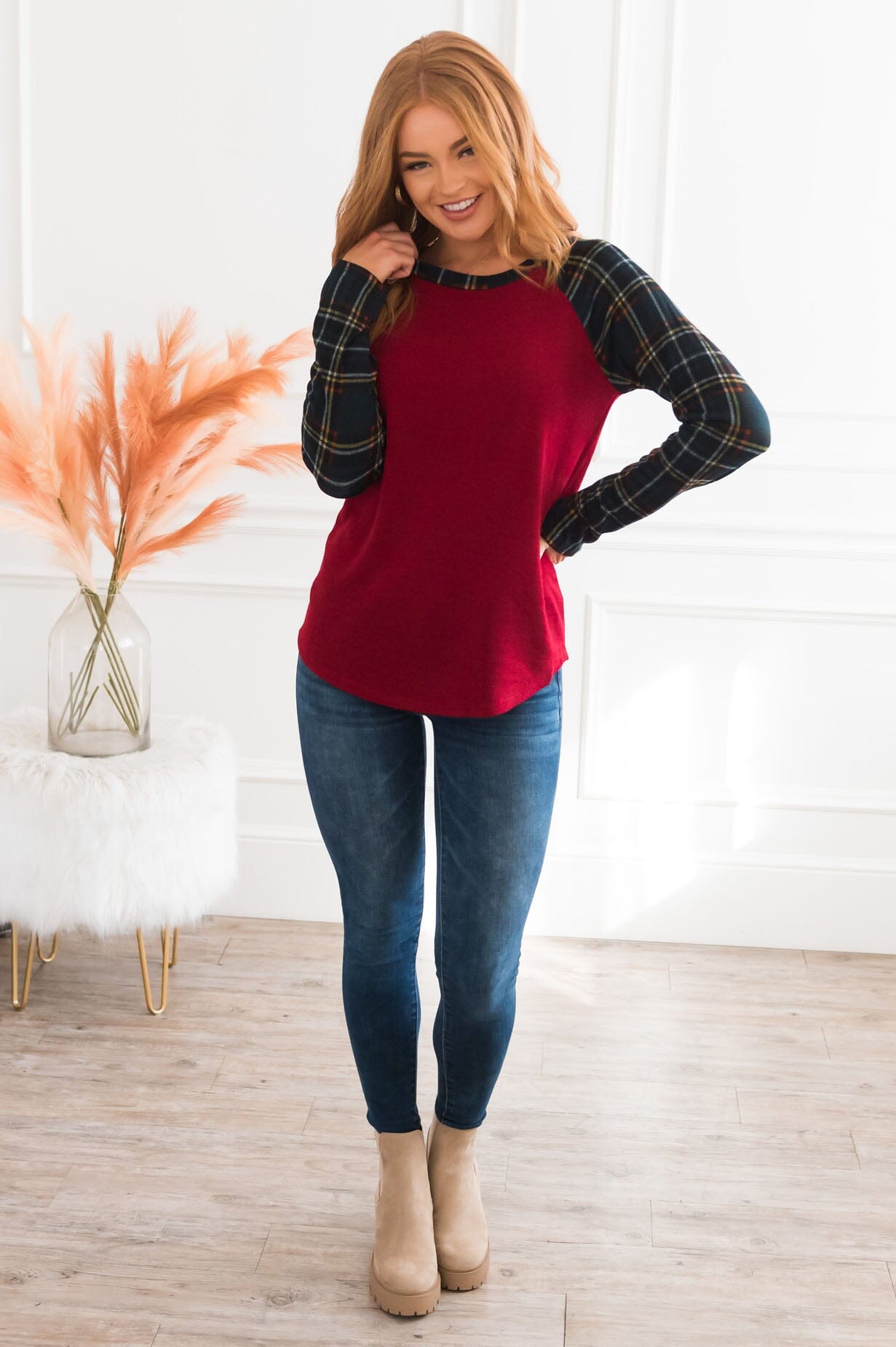 Plaid Perfection Modest Top NeeSee's Dresses 