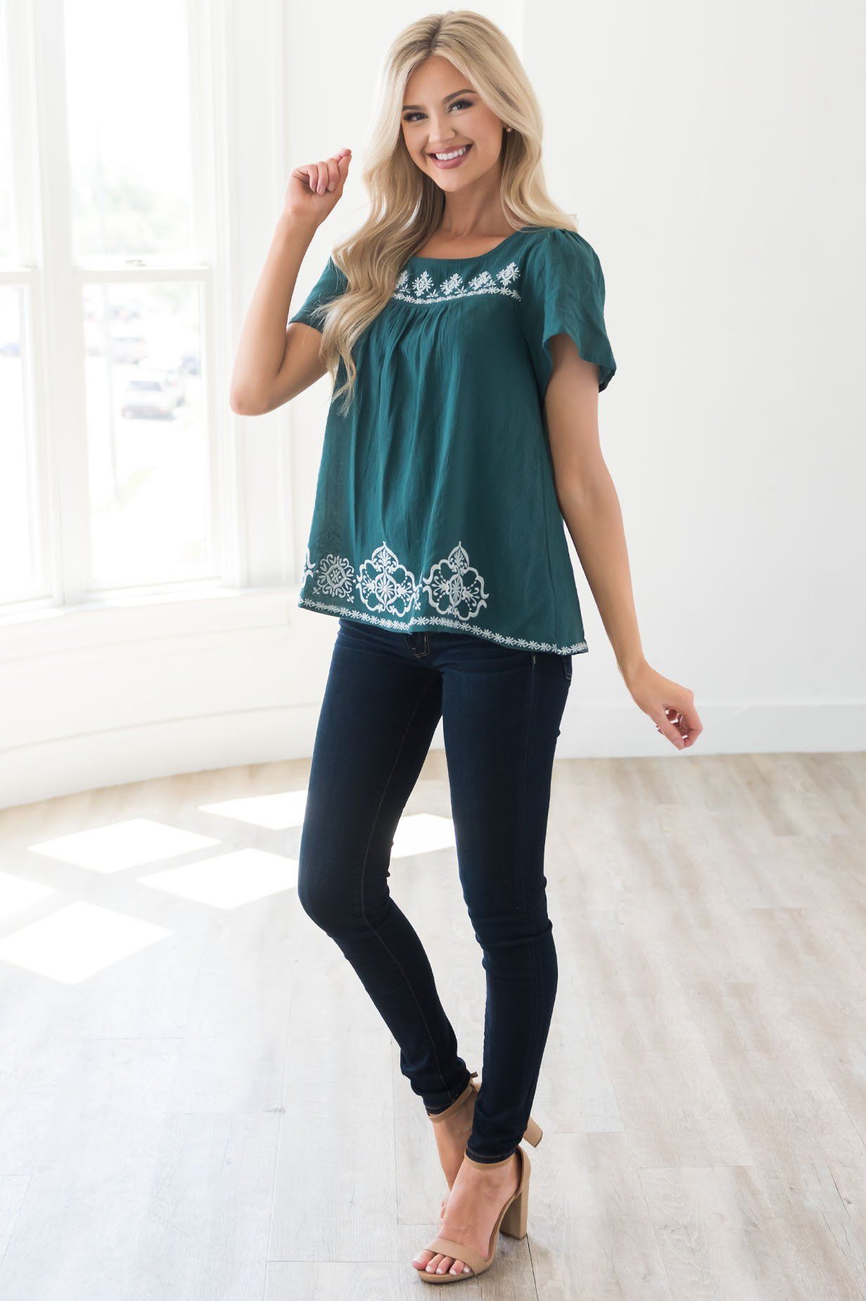 Bonjour Babe Modest Blouse Tops vendor-unknown 