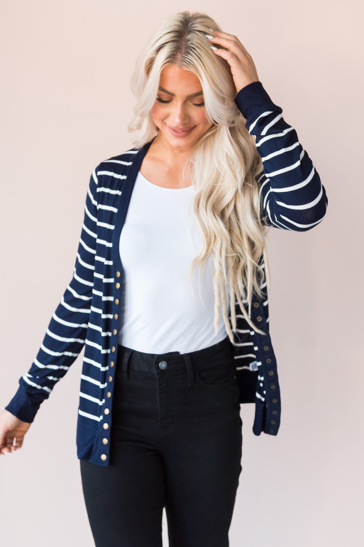 Striped Sweetheart Modest Cardigan Modest Dresses vendor-unknown 