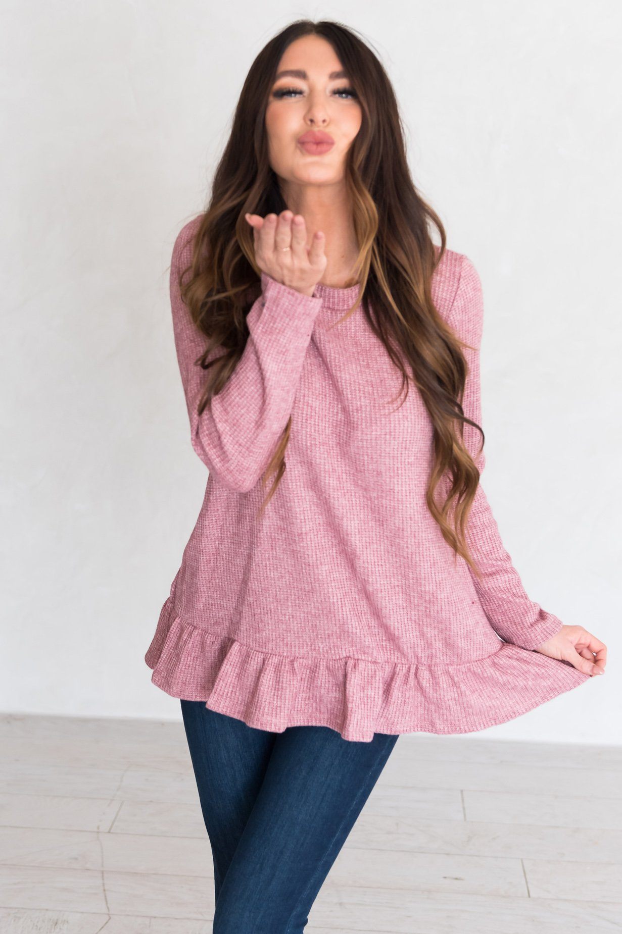 Lovely Sight Modest Ruffle Hem Top Modest Dresses vendor-unknown 