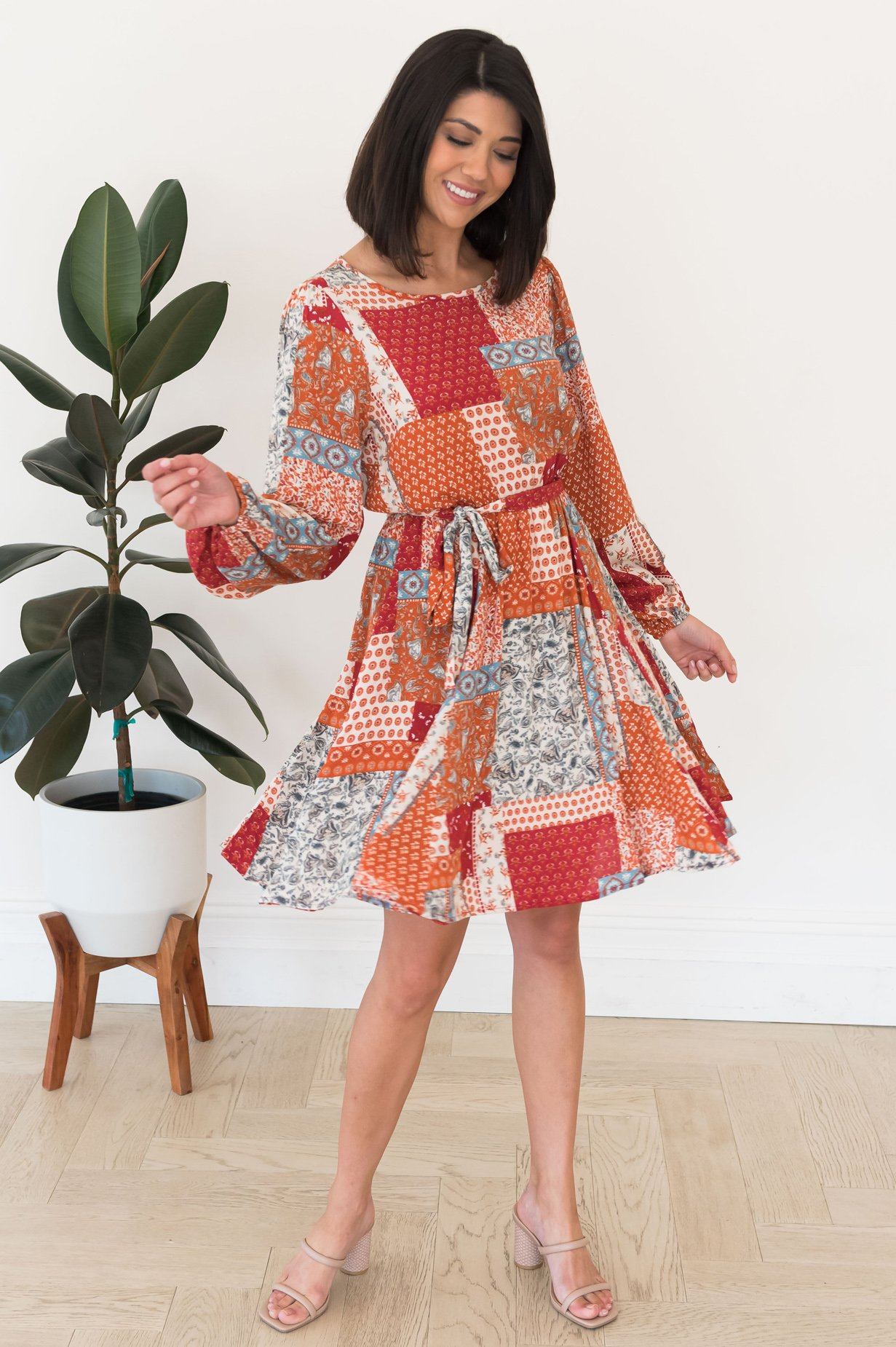 The Paislee Patchwork Modest Dress Modest Dresses vendor-unknown 