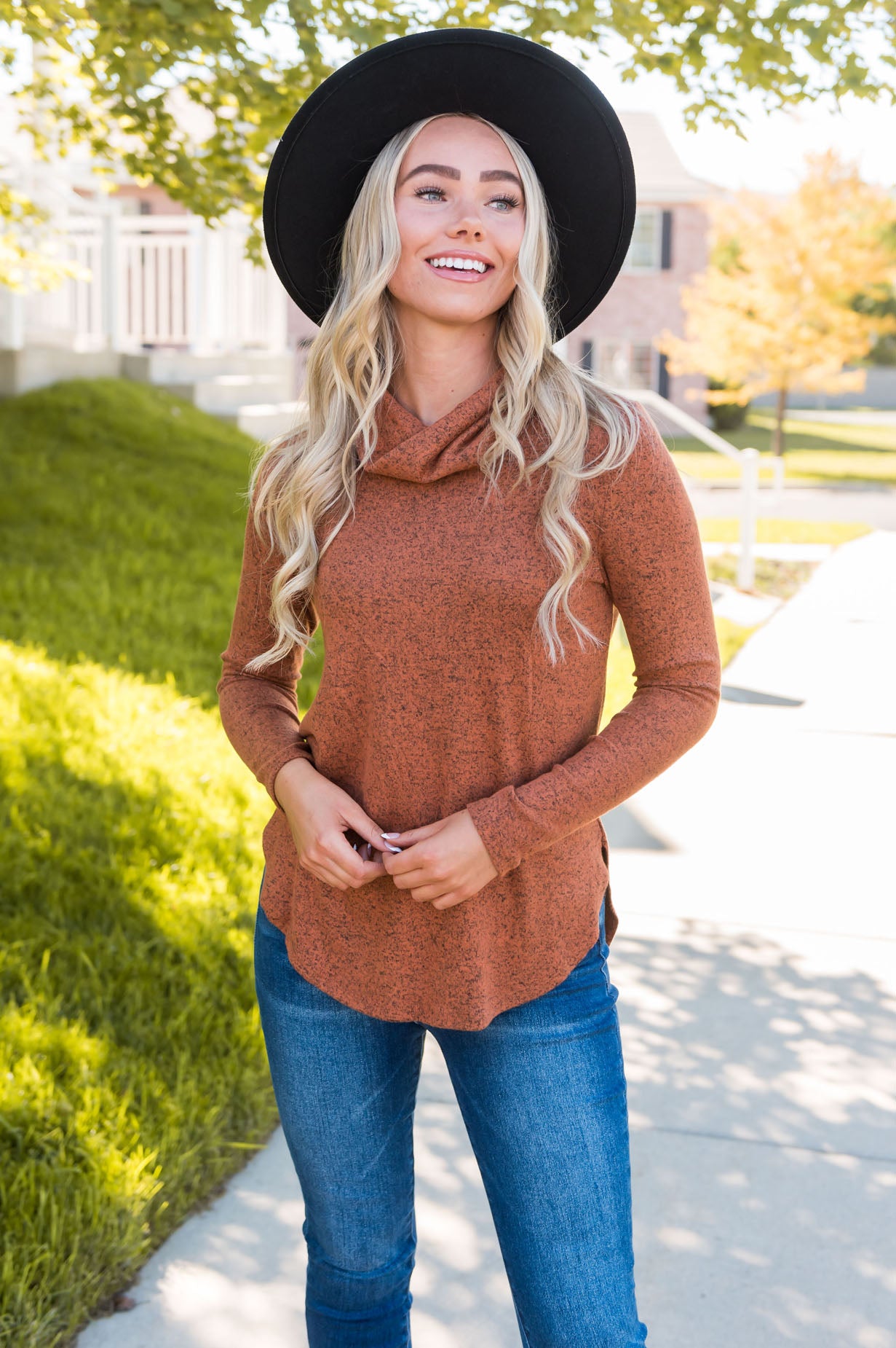 Loving Cozy Modest Cowl Neck Top Tops vendor-unknown 