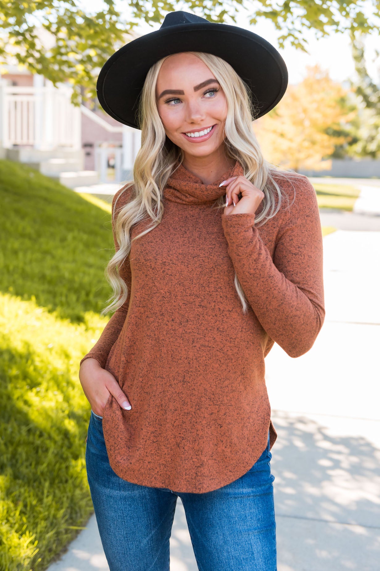 Loving Cozy Modest Cowl Neck Top Tops vendor-unknown 