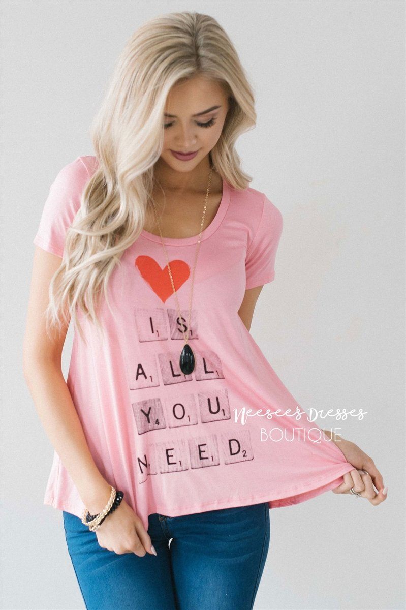 Scrabble Valentines Day Top Tops vendor-unknown S Pink 