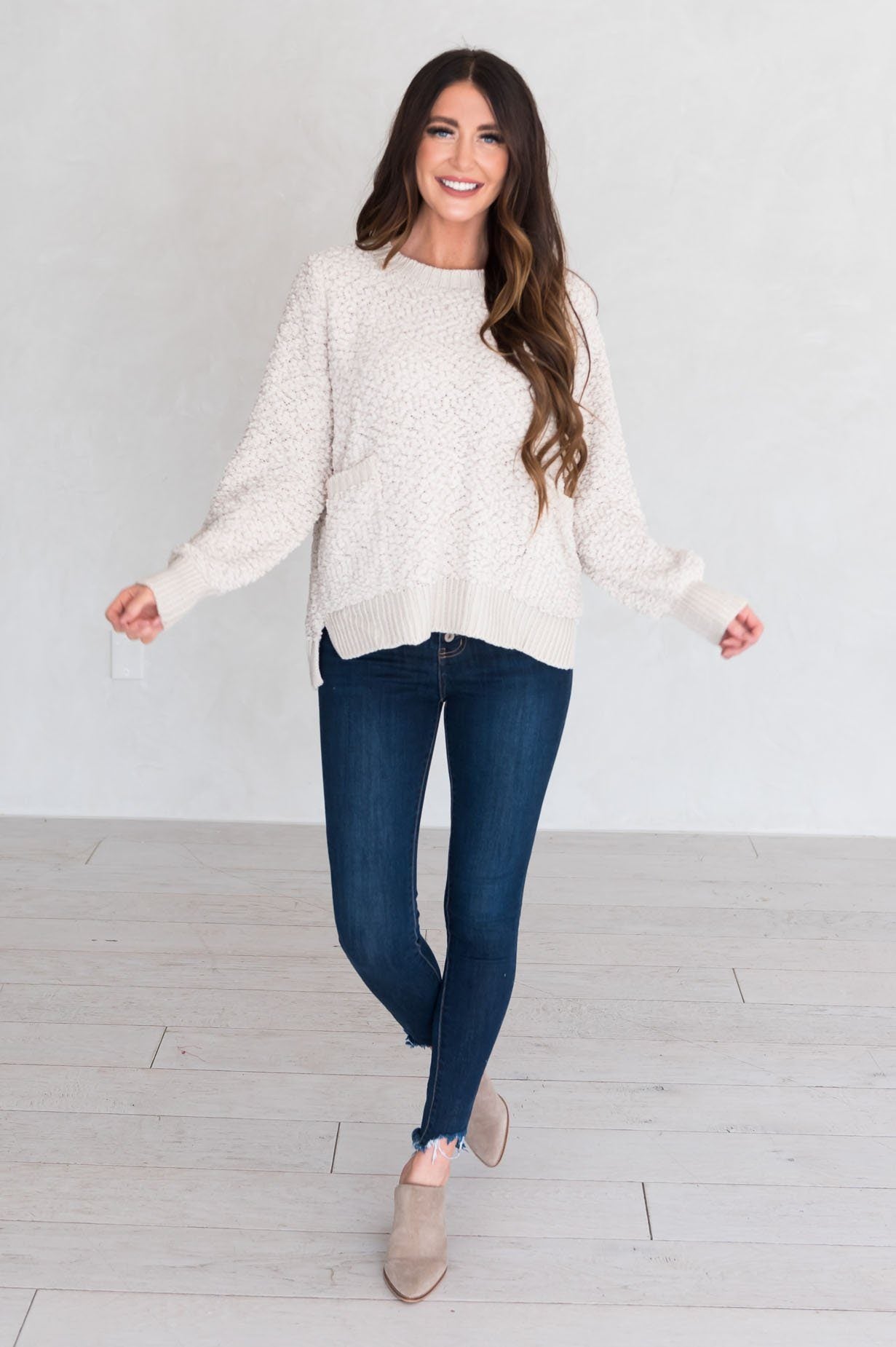 Chill Cutie Modest Popcorn Knit Sweater Modest Dresses vendor-unknown 