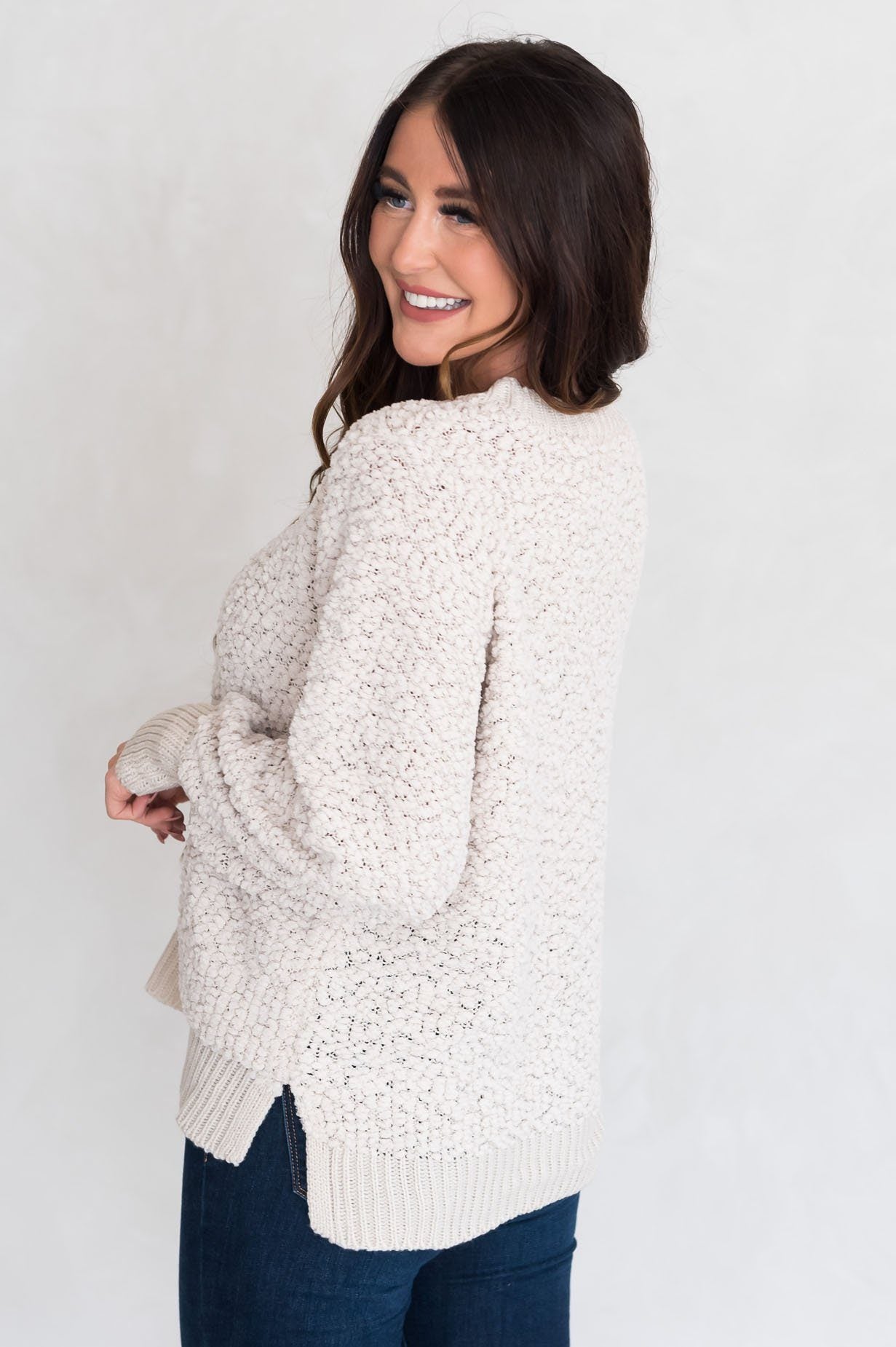 Chill Cutie Modest Popcorn Knit Sweater Modest Dresses vendor-unknown 
