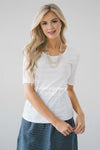 White Scoop Neck Ribbed Top Tops vendor-unknown White XS