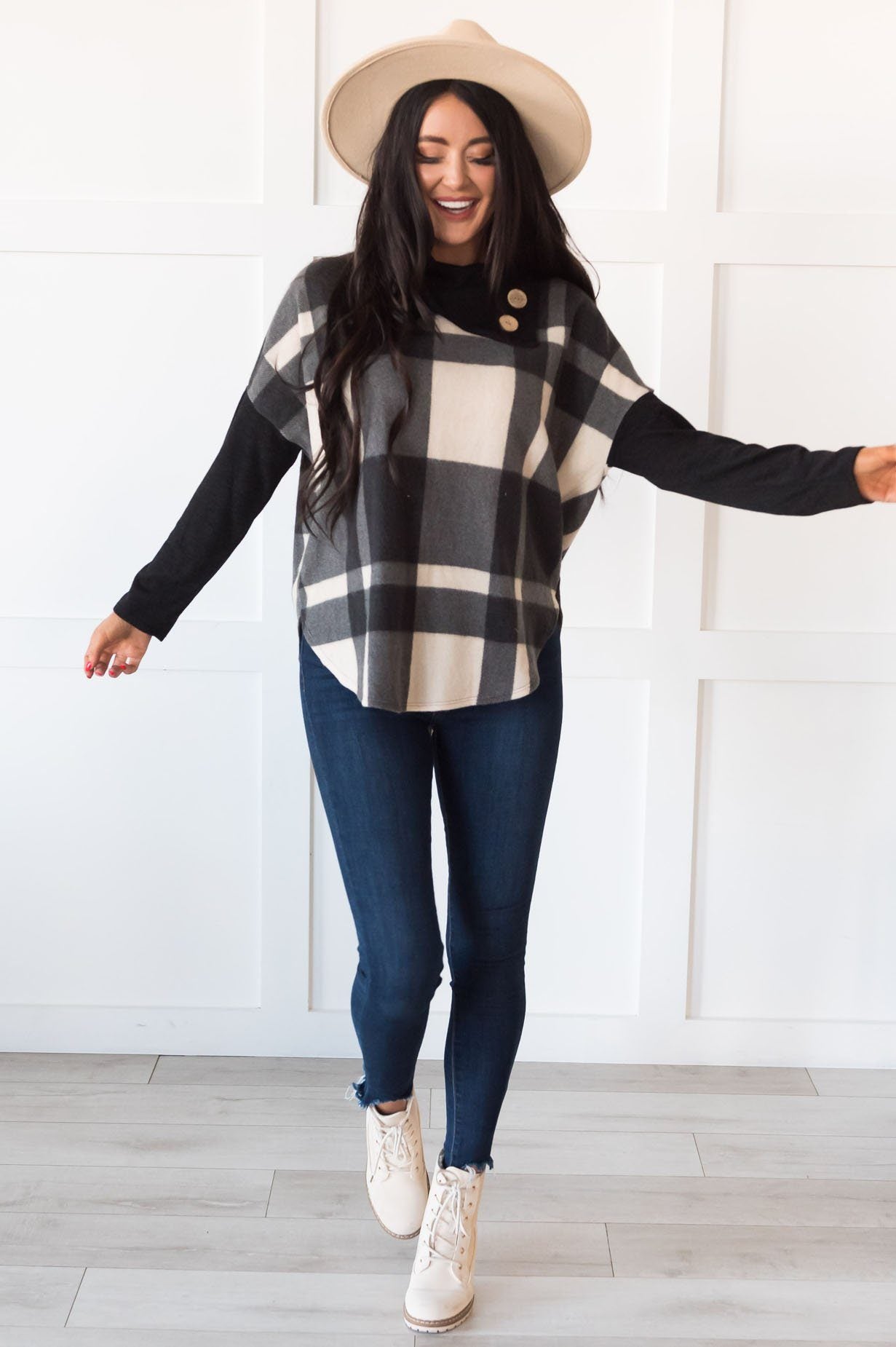 Nice & Cozy Modest Poncho Sweater Tops vendor-unknown 