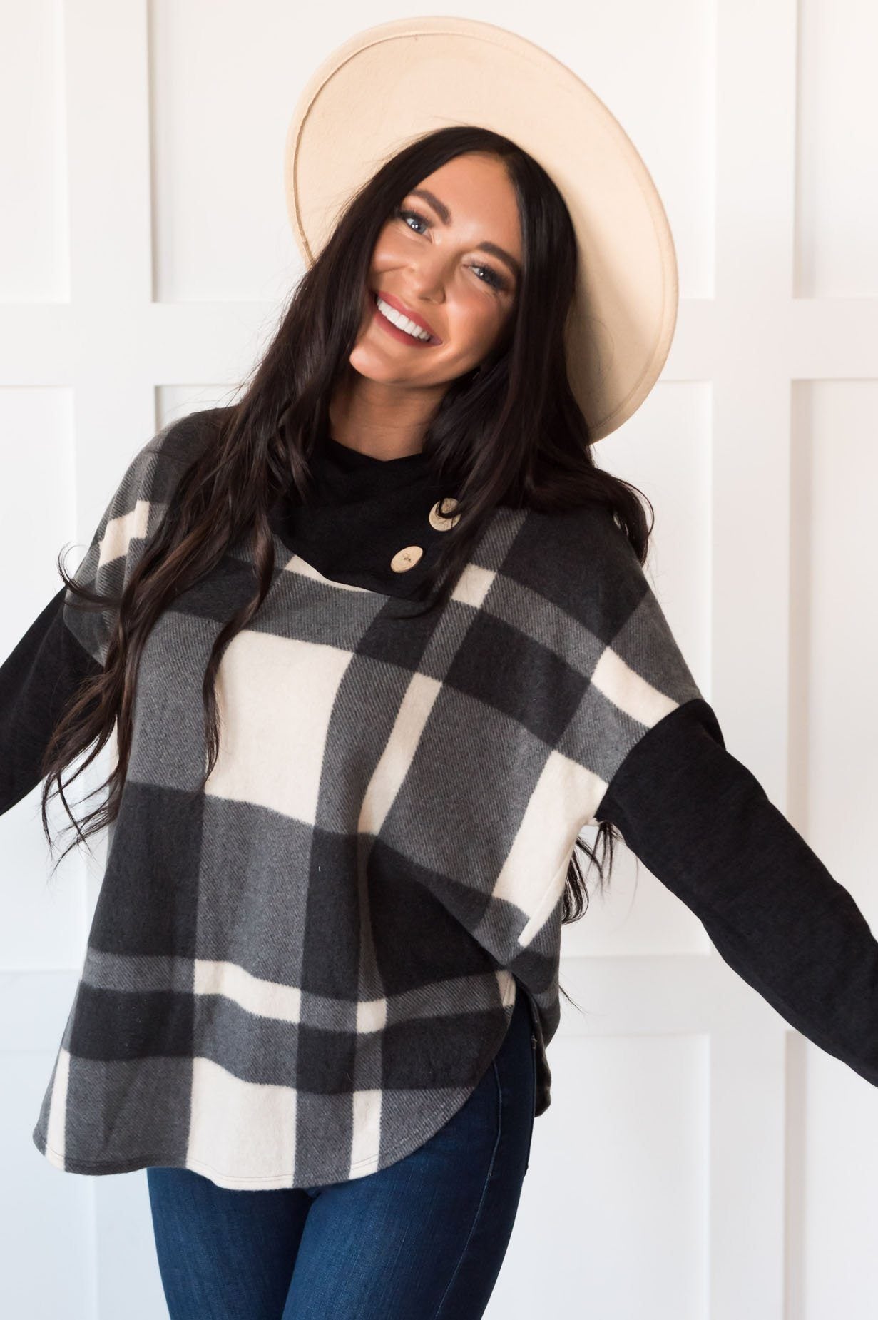 Nice & Cozy Modest Poncho Sweater Tops vendor-unknown 