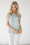 Lace Trim Short Sleeve Top Tops vendor-unknown XS Dusty Sage 