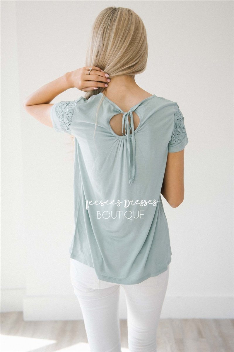 Lace Trim Short Sleeve Top Tops vendor-unknown 