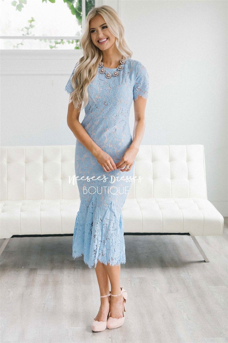 The Sophia Modest Dresses vendor-unknown Ice Blue S 