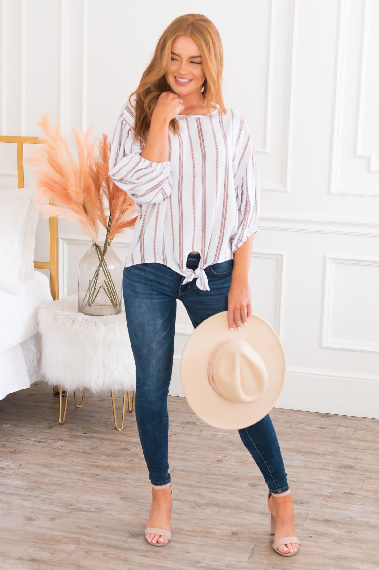 Give Love A Try Modest Tie Front Top NeeSee's Dresses 