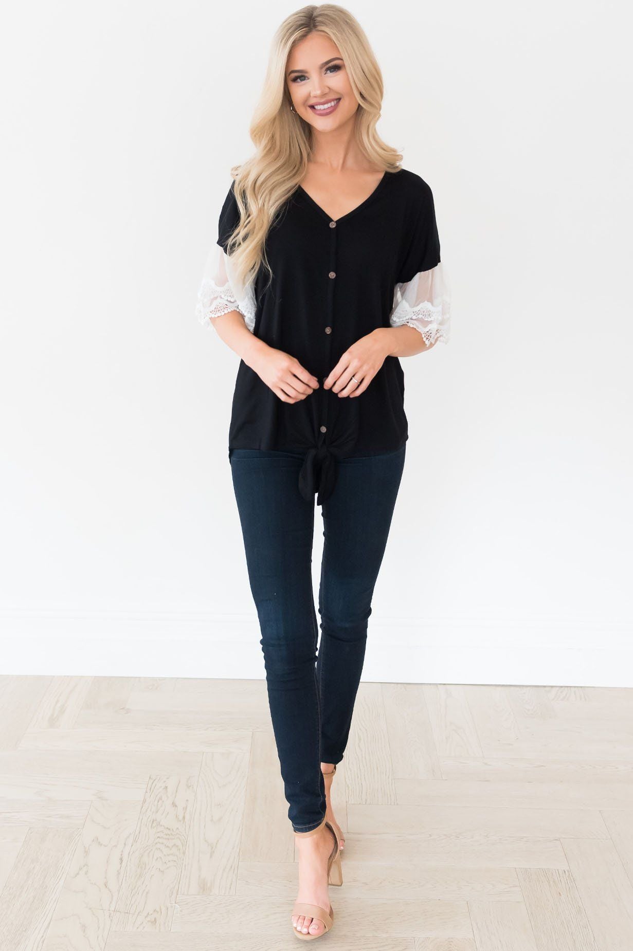 Designed Destiny Lace Modest Blouse Tops vendor-unknown 