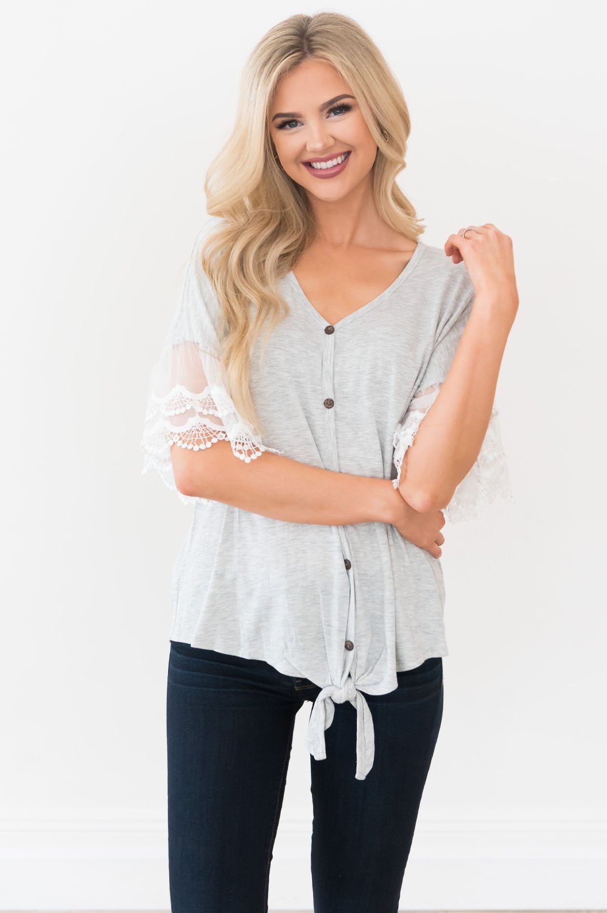 Designed Destiny Lace Modest Blouse Tops vendor-unknown 