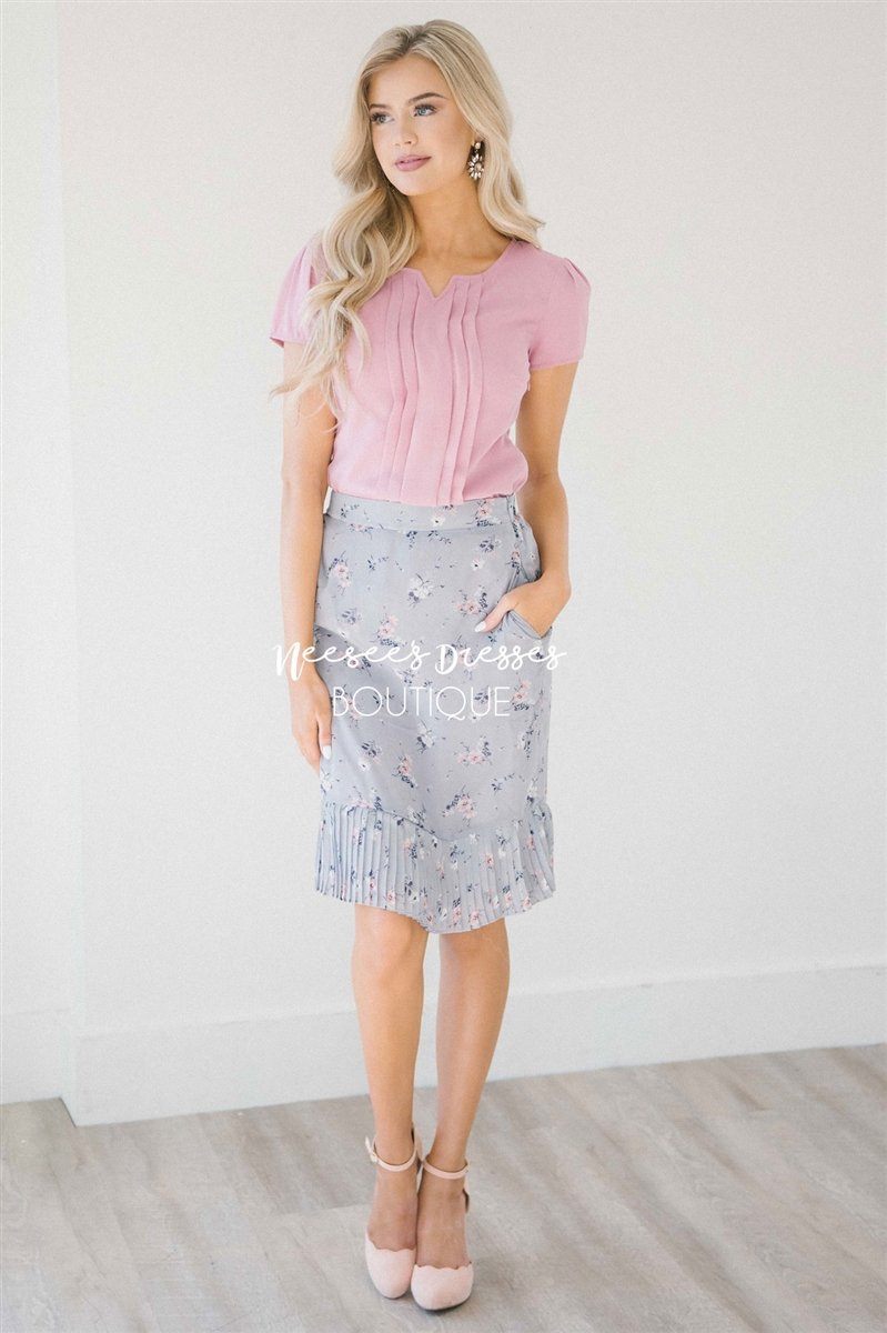 Dusty Lilac & Pink Pleated Hem Skirt Skirts vendor-unknown XS Dusty Lilac 