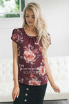 Wine Floral Chiffon Top Tops vendor-unknown Wine Floral XS 