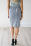 Gingham Floral Embroidered Pencil Skirt Skirts vendor-unknown