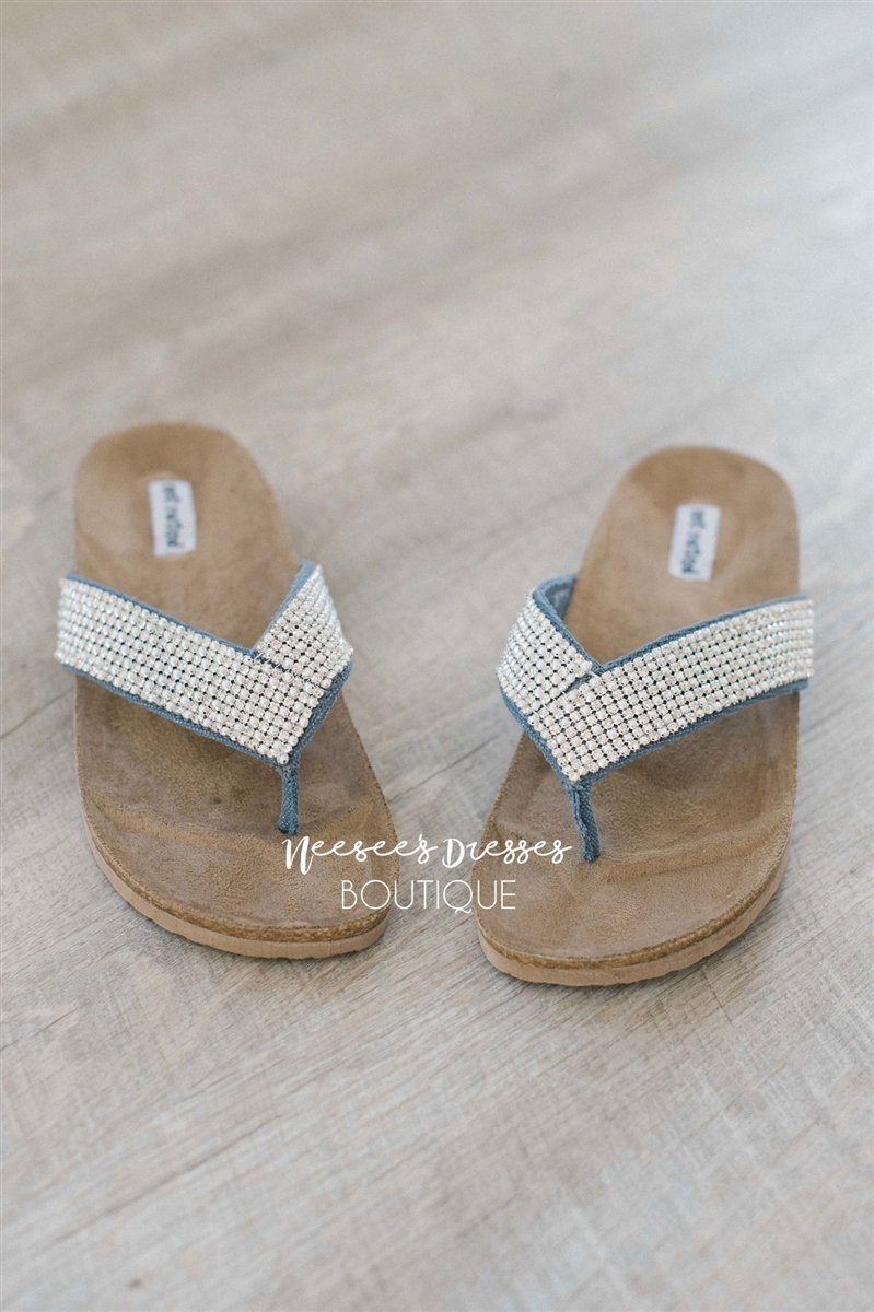 Bryce Sparkly Flip Flops Accessories & Shoes vendor-unknown 5.5 Denim 