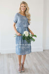 The Miriam Modest Dresses vendor-unknown S Slate Blue & Faded White Floral
