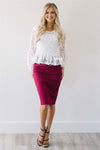 Perfect Fit Cranberry Pencil Skirt Skirts vendor-unknown Cranberry XS