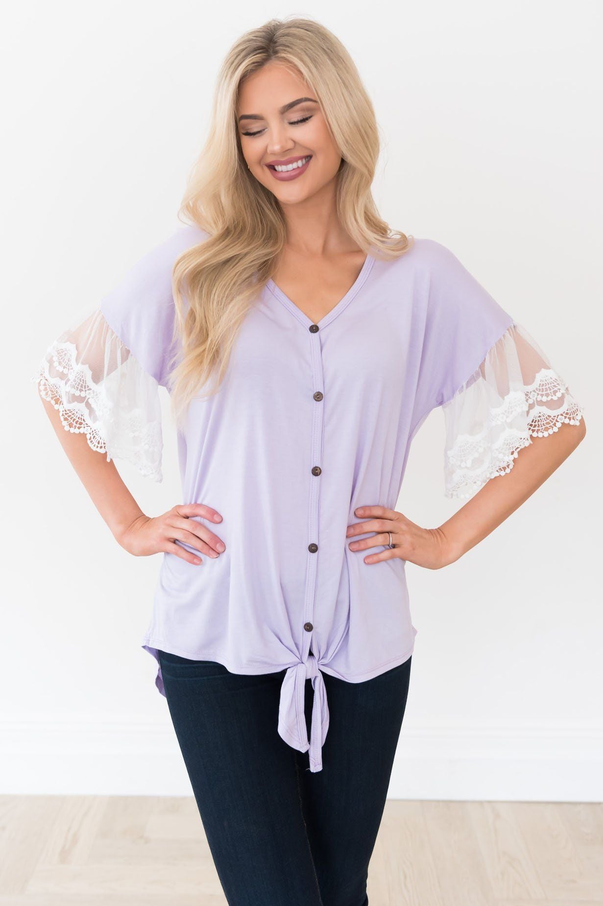Designed Destiny Lace Modest Blouse Tops vendor-unknown 