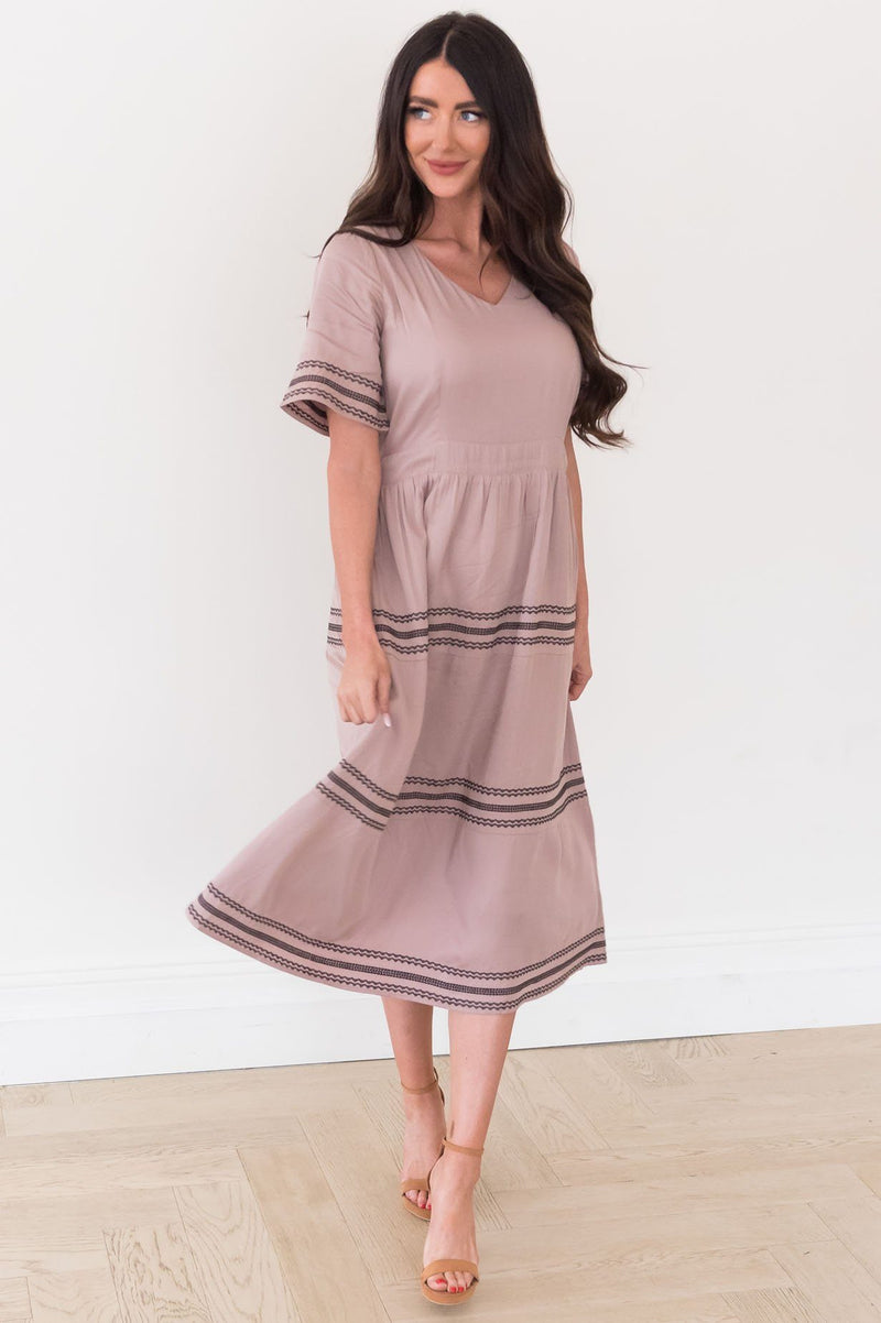 The Beyonce Modest Embroidered Dress